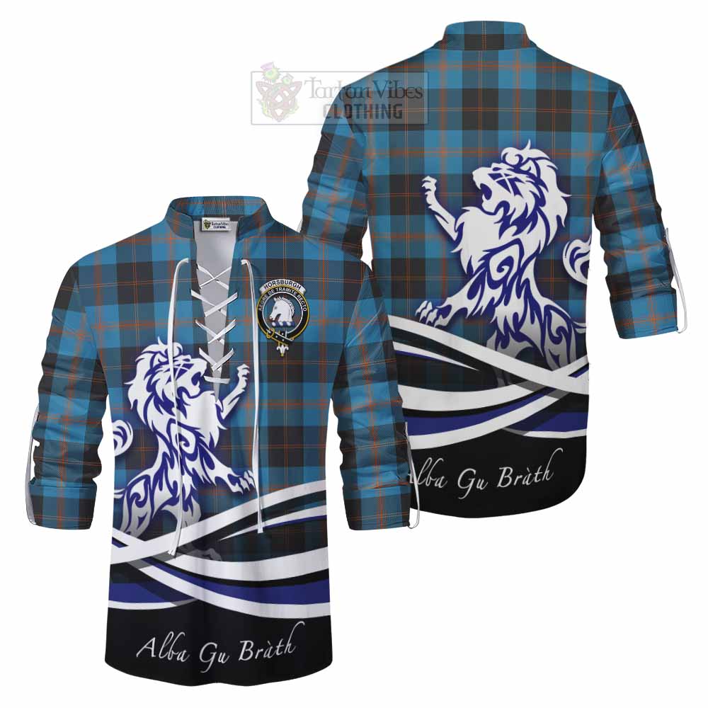 Tartan Vibes Clothing Horsburgh Tartan Ghillie Kilt Shirt with Alba Gu Brath Regal Lion Emblem