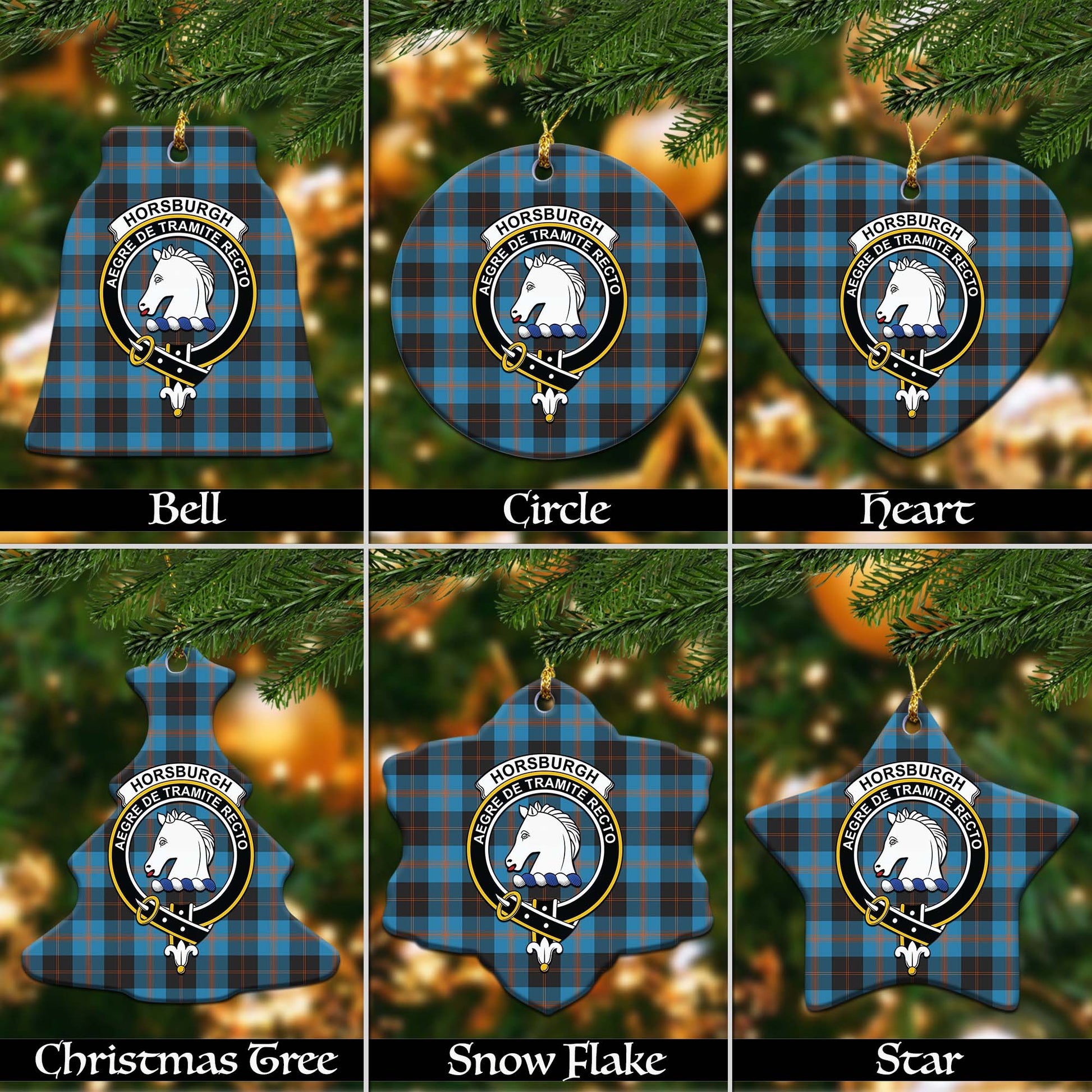 Horsburgh Tartan Christmas Ornaments with Family Crest - Tartanvibesclothing