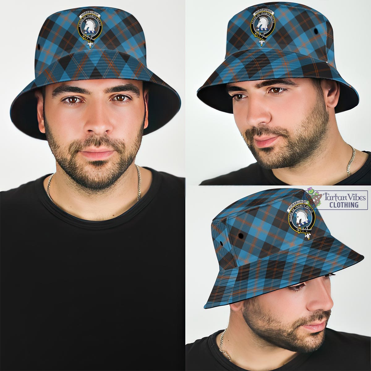 Tartan Vibes Clothing Horsburgh Tartan Bucket Hat with Family Crest