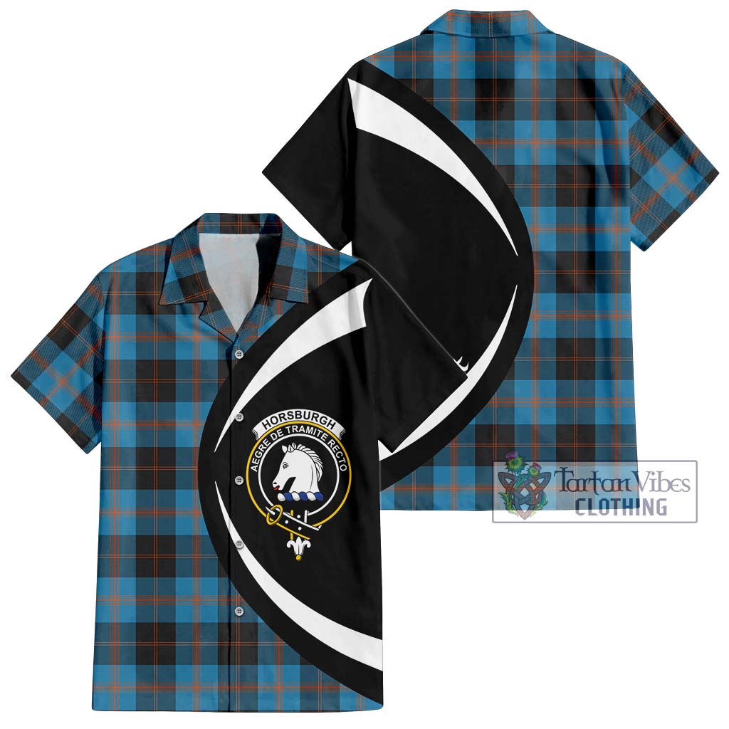 Tartan Vibes Clothing Horsburgh Tartan Short Sleeve Button Up with Family Crest Circle Style