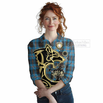 Horsburgh Tartan Women's Casual Shirt with Family Crest Celtic Wolf Style