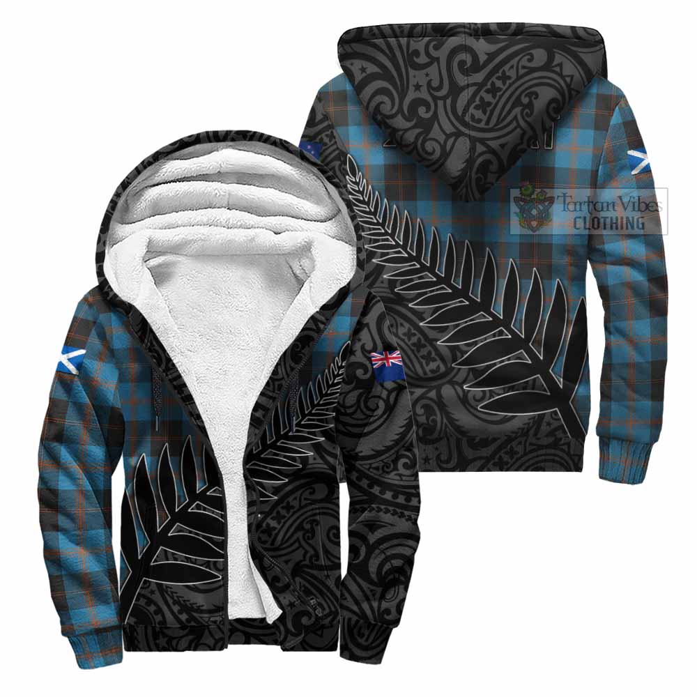 Tartan Vibes Clothing Horsburgh Crest Tartan Sherpa Hoodie with New Zealand Silver Fern Half Style