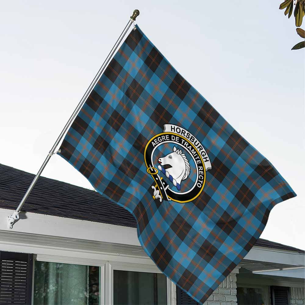 Tartan Vibes Clothing Horsburgh Tartan House Flag with Family Crest