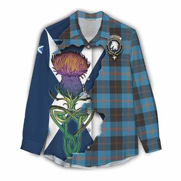 Horsburgh Tartan Family Crest Women's Casual Shirt Scottish Thistle Celtic Inspired Female - Tartan Vibes Clothing