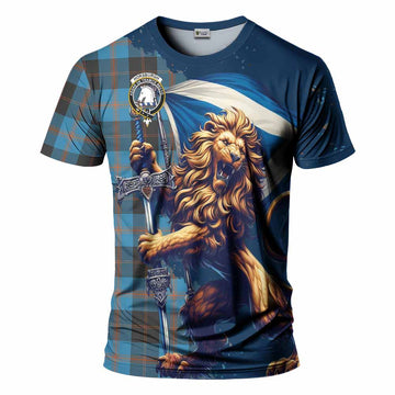 Horsburgh Tartan Family Crest T-Shirt with Scottish Majestic Lion