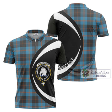 Horsburgh Tartan Zipper Polo Shirt with Family Crest Circle Style