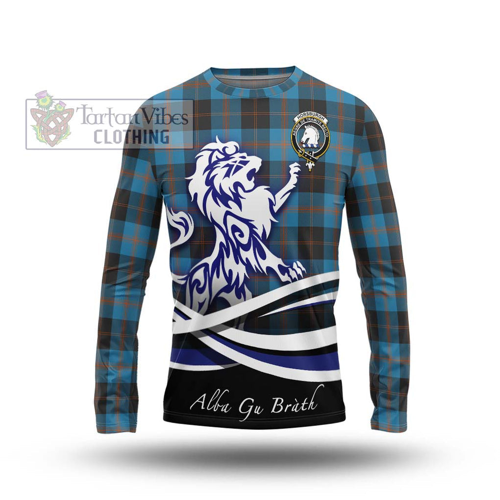 Horsburgh Tartan Long Sleeve T-Shirt with Alba Gu Brath Regal Lion Emblem Unisex - Tartanvibesclothing Shop