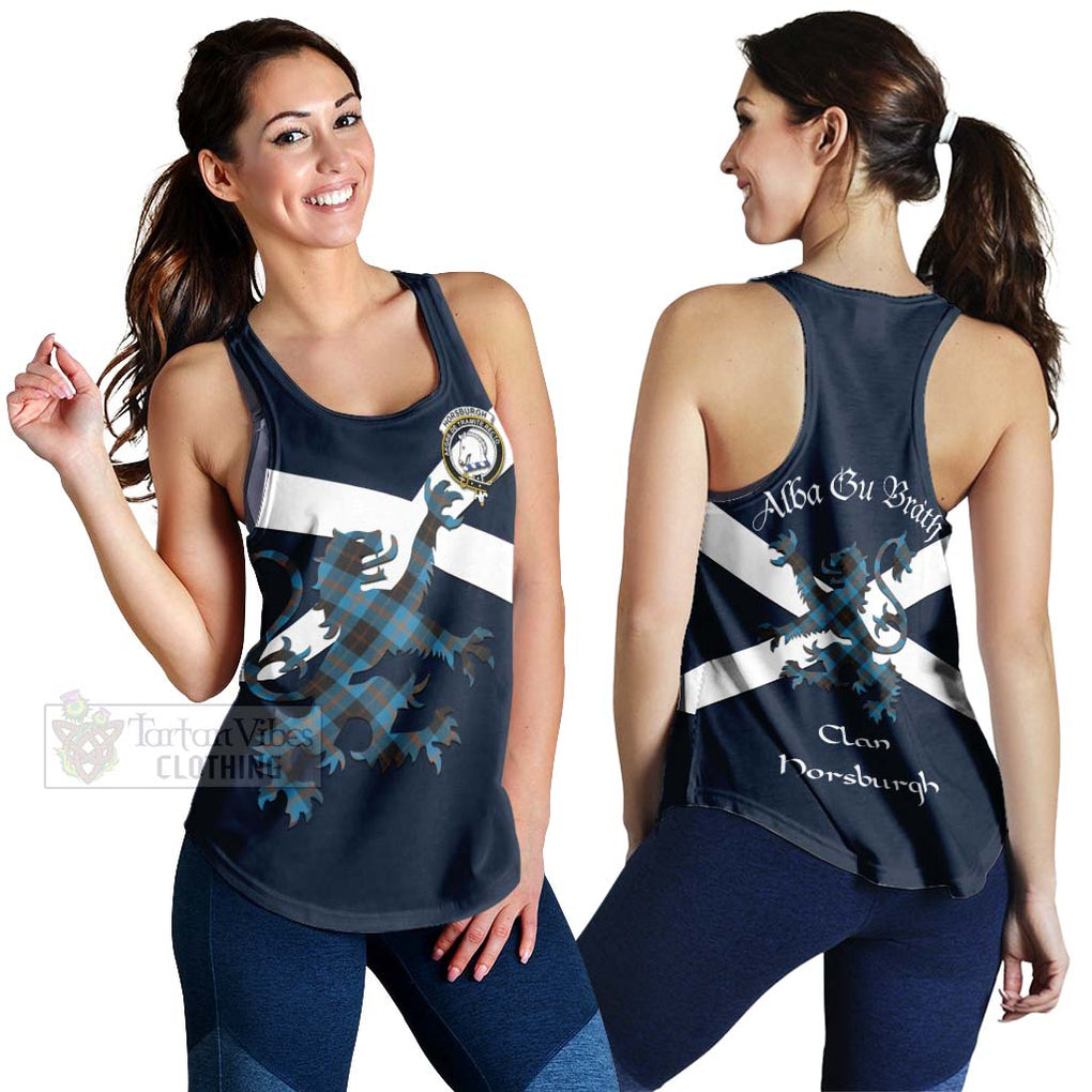 Tartan Vibes Clothing Horsburgh Tartan Lion Rampant Women's Racerback Tanks – Proudly Display Your Heritage with Alba Gu Brath and Clan Name