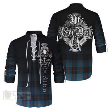 Horsburgh Tartan Ghillie Kilt Shirt Featuring Alba Gu Brath Family Crest Celtic Inspired