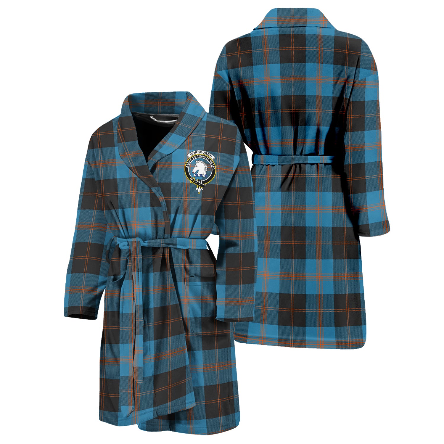 Horsburgh Tartan Bathrobe with Family Crest Unisex S - Tartan Vibes Clothing