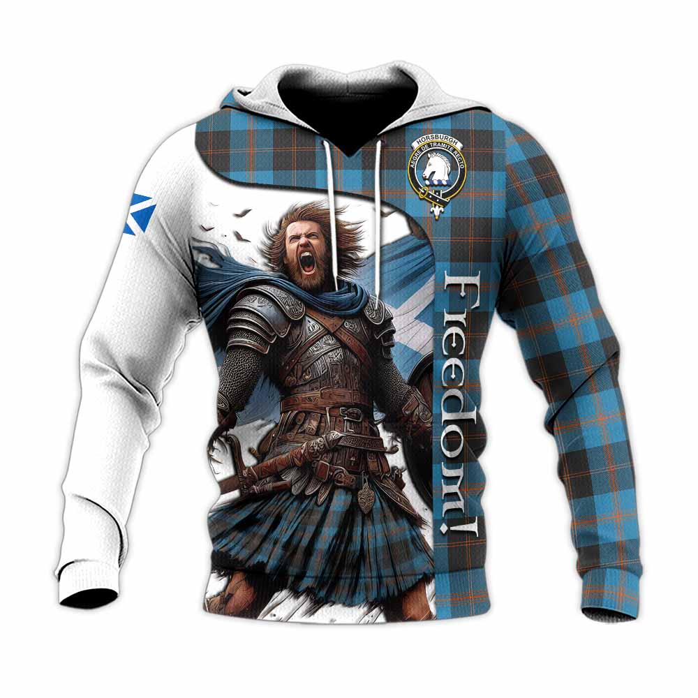 Tartan Vibes Clothing Horsburgh Crest Tartan Knitted Hoodie Inspired by the Freedom of Scottish Warrior