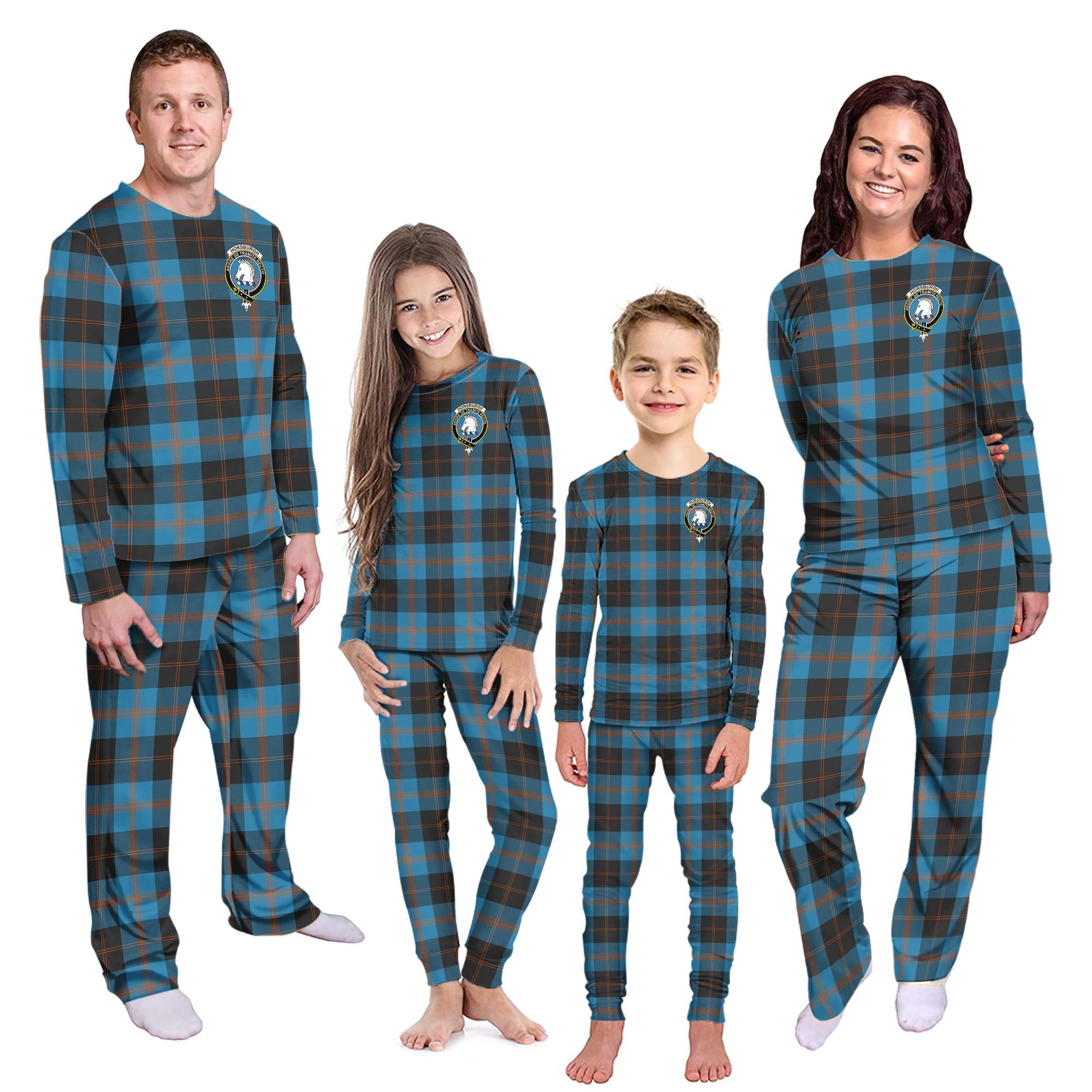 Horsburgh Tartan Pajamas Family Set with Family Crest Kid - Tartan Vibes Clothing