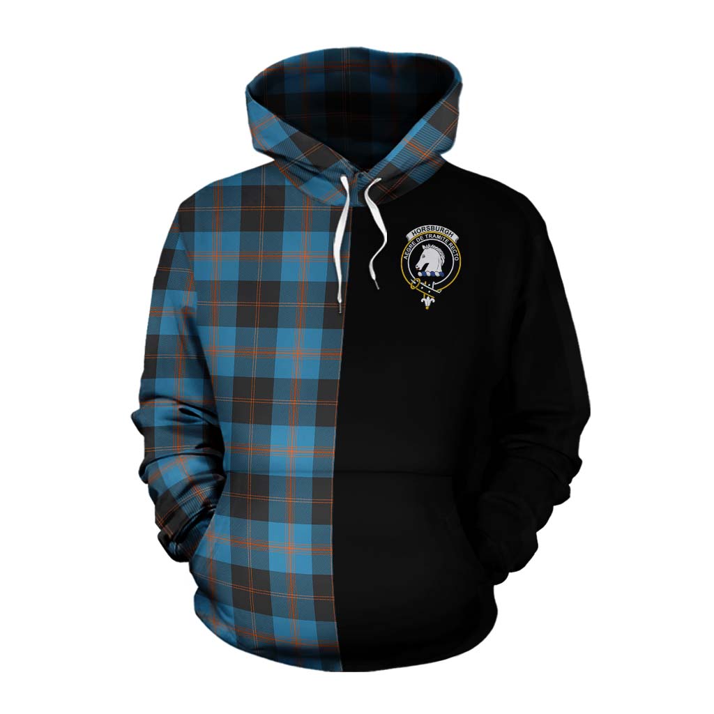 Tartan Vibes Clothing Horsburgh Tartan Cotton Hoodie with Family Crest and Half Of Me Style