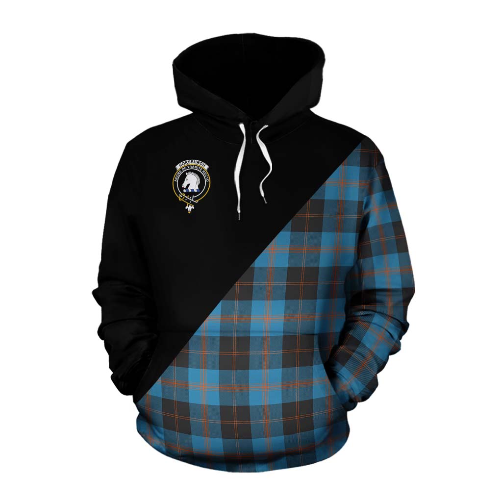 Tartan Vibes Clothing Horsburgh Tartan Cotton Hoodie with Family Crest and Military Logo Style