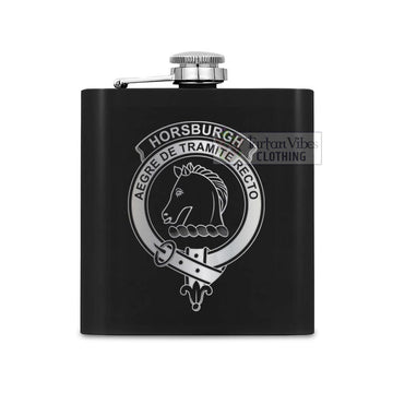 Horsburgh Crest Hip Flask Set 7oz Black Stainless Steel with A Gift Box