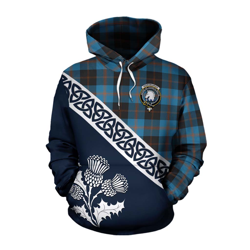 Tartan Vibes Clothing Horsburgh Tartan Cotton Hoodie Featuring Thistle and Scotland Map