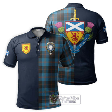 Horsburgh Tartan Polo Shirt Alba with Scottish Lion Royal Arm Half Style