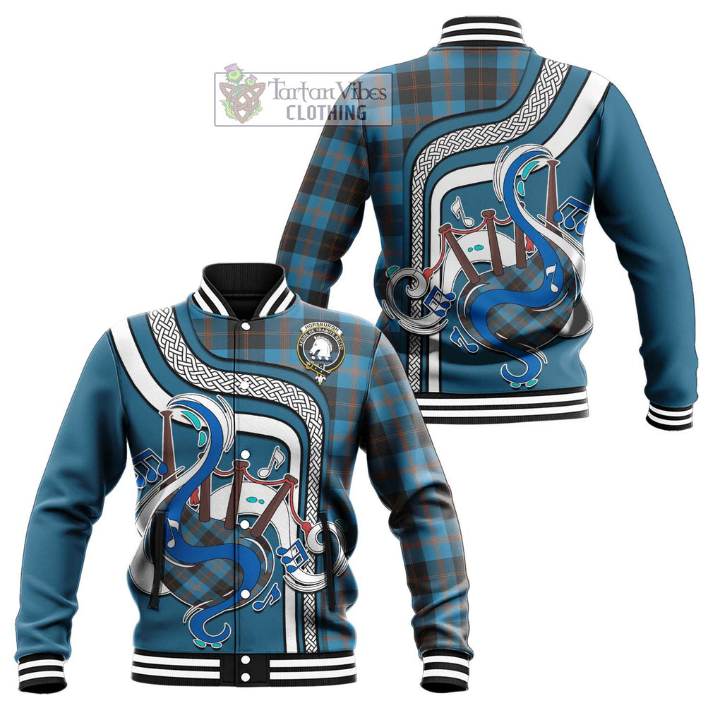 Tartan Vibes Clothing Horsburgh Tartan Baseball Jacket with Epic Bagpipe Style