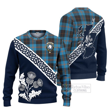 Horsburgh Tartan Ugly Sweater Featuring Thistle and Scotland Map