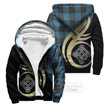 Horsburgh Tartan Sherpa Hoodie with Family Crest and Celtic Symbol Style