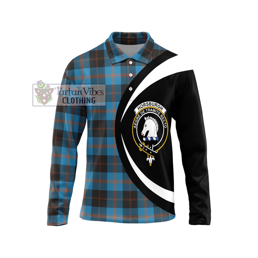 Horsburgh Tartan Long Sleeve Polo Shirt with Family Crest Circle Style Unisex - Tartan Vibes Clothing