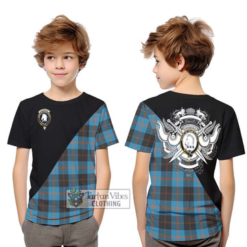 Horsburgh Tartan Kid T-Shirt with Family Crest and Military Logo Style