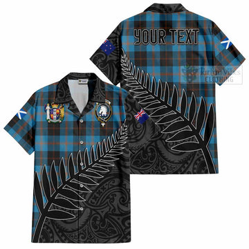 Horsburgh Crest Tartan Short Sleeve Button Shirt with New Zealand Silver Fern Half Style