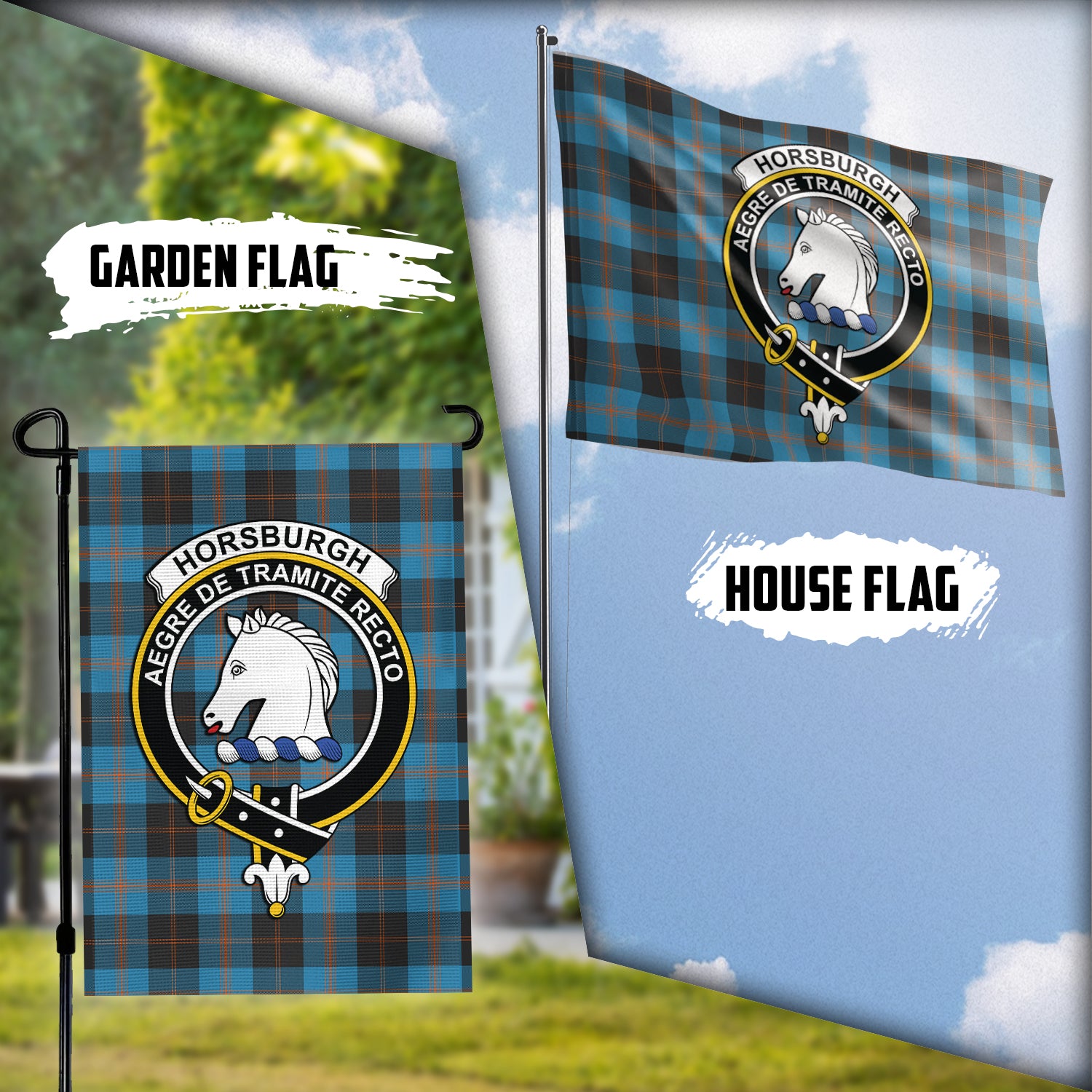 Horsburgh Tartan Flag with Family Crest Garden Flag (Vertical) - Tartan Vibes Clothing