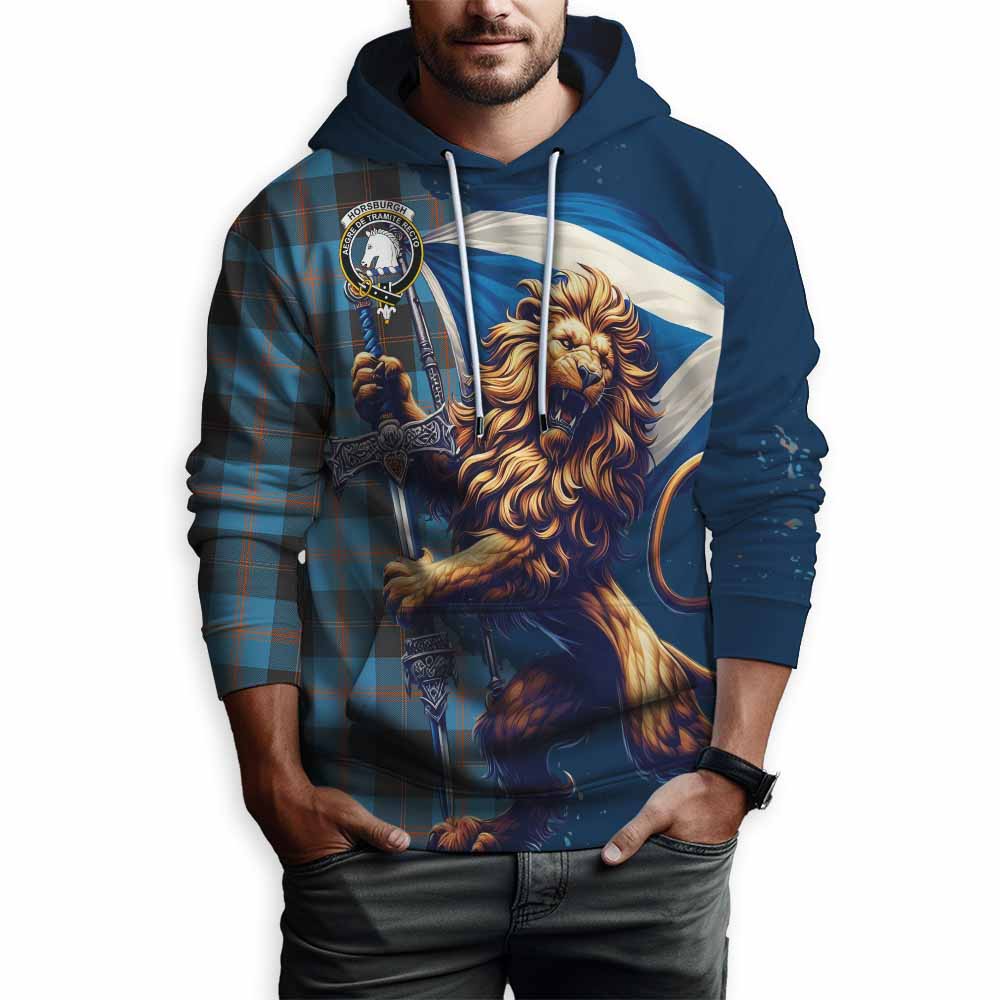 Tartan Vibes Clothing Horsburgh Tartan Family Crest Hoodie with Scottish Majestic Lion