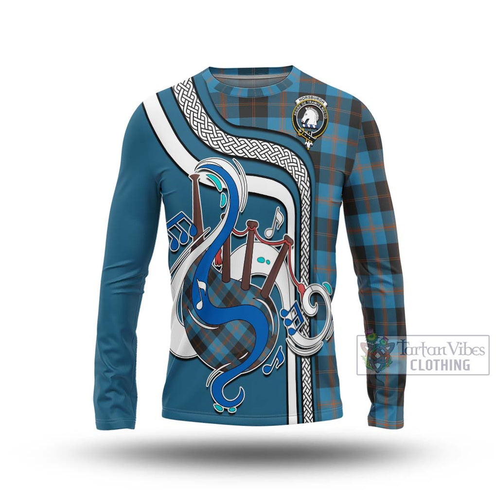 Tartan Vibes Clothing Horsburgh Tartan Long Sleeve T-Shirt with Epic Bagpipe Style