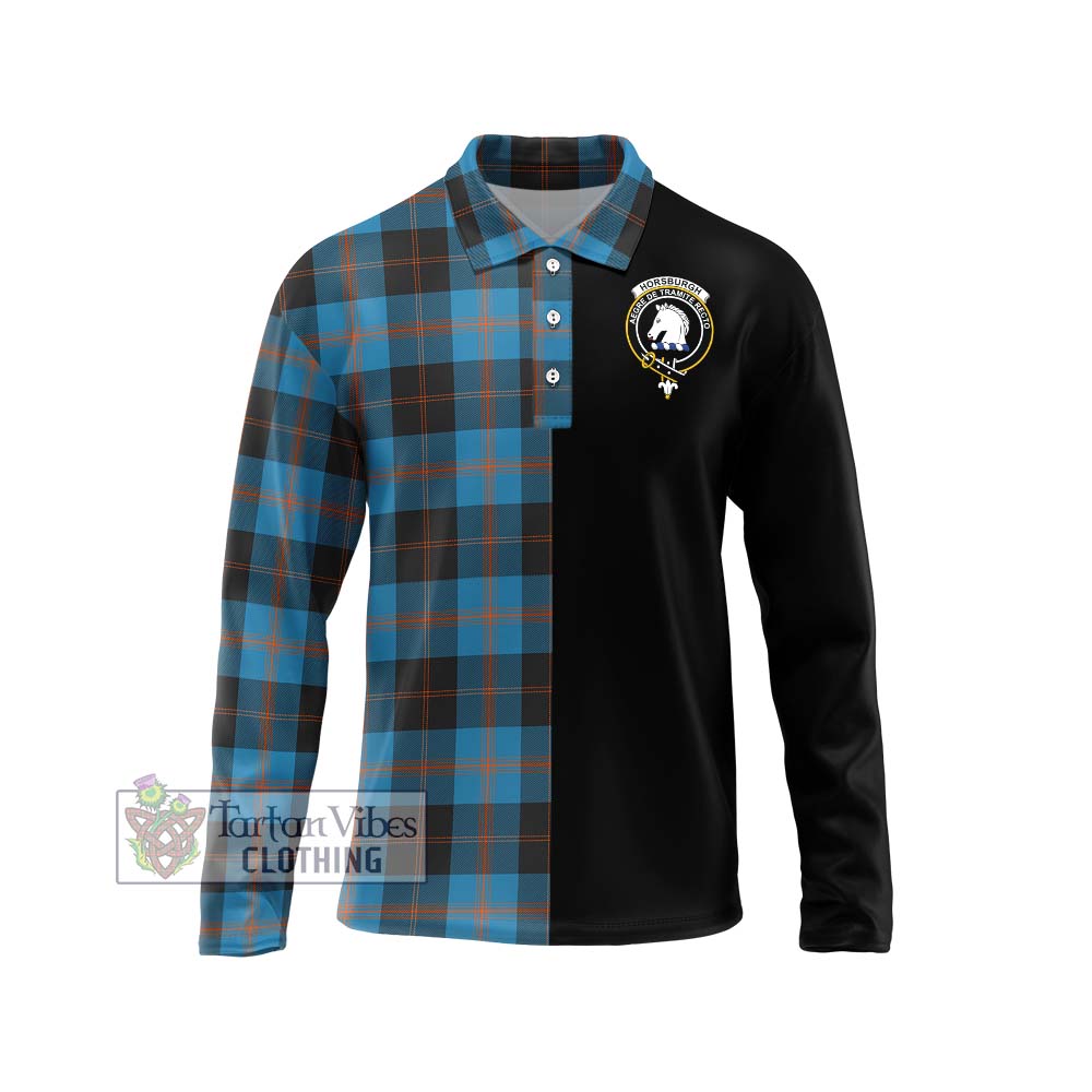 Horsburgh Tartan Long Sleeve Polo Shirt with Family Crest and Half Of Me Style Unisex - Tartanvibesclothing Shop