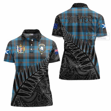 Horsburgh Crest Tartan Women's Polo Shirt with New Zealand Silver Fern Half Style