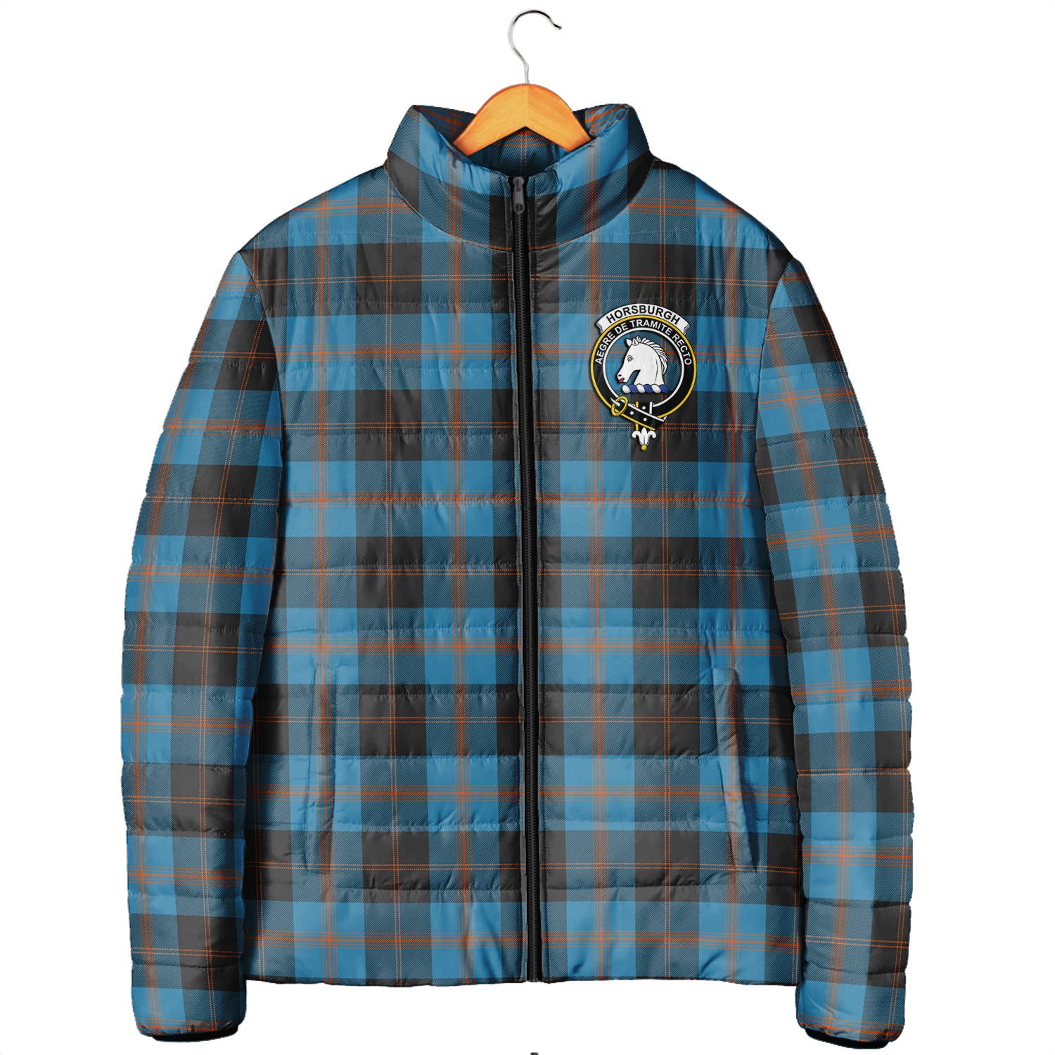 Horsburgh Tartan Padded Jacket with Family Crest Men's Padded Jacket - Tartan Vibes Clothing