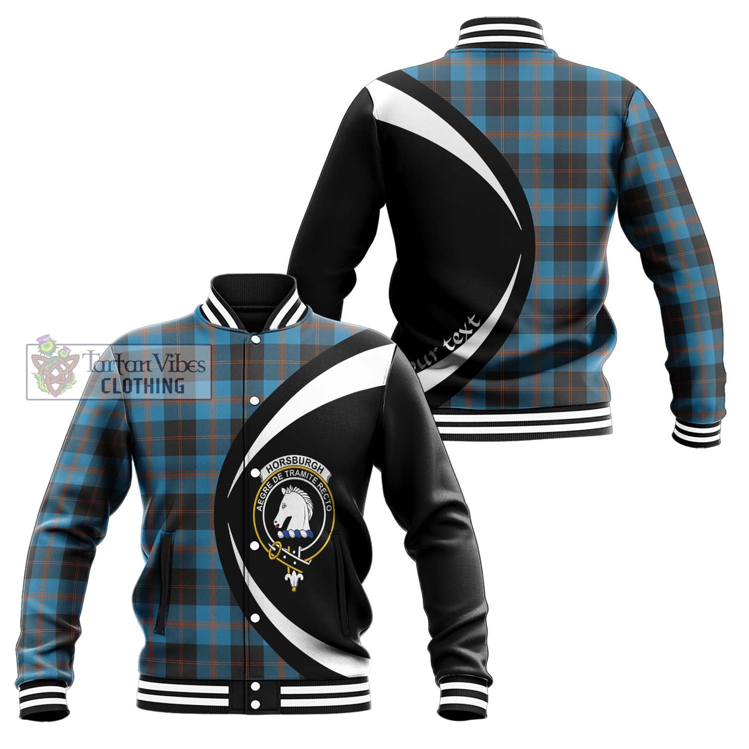 Horsburgh Tartan Baseball Jacket with Family Crest Circle Style Unisex - Tartan Vibes Clothing