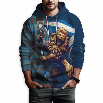 Horsburgh Tartan Family Crest Hoodie with Scottish Majestic Lion