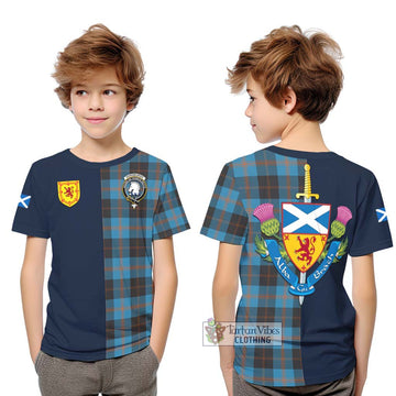 Horsburgh Tartan Kid T-Shirt Alba with Scottish Lion Royal Arm Half Style