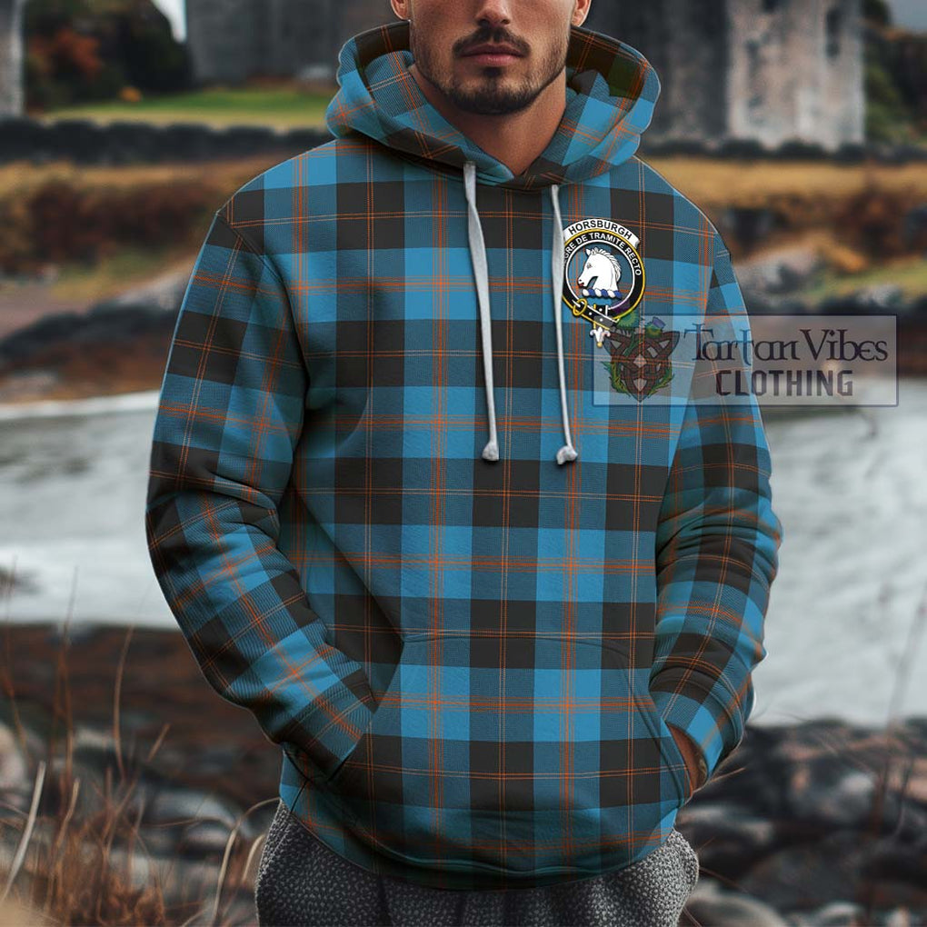 Horsburgh Tartan Cotton Hoodie with Family Crest Pullover Hoodie XS - Tartan Vibes Clothing