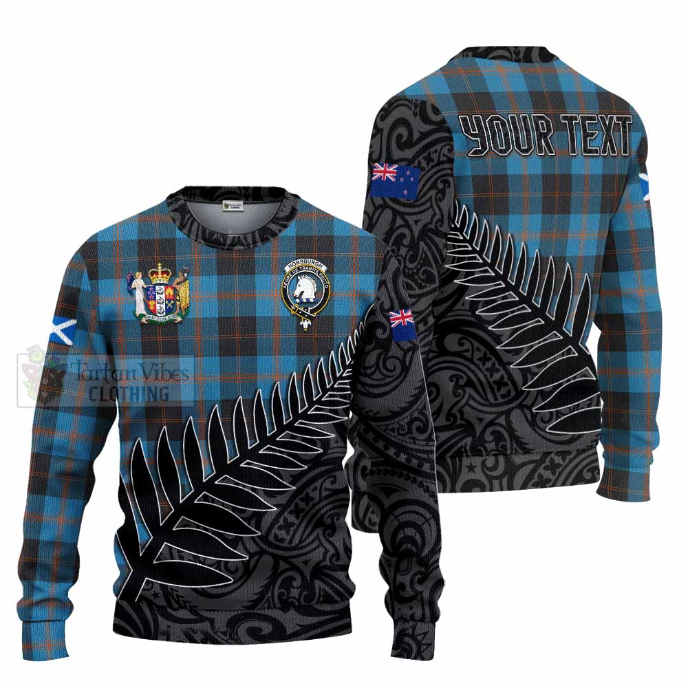 Tartan Vibes Clothing Horsburgh Crest Tartan Knitted Sweater with New Zealand Silver Fern Half Style