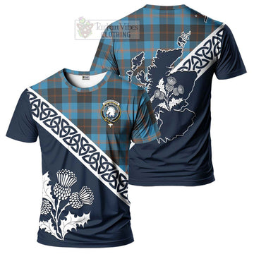 Horsburgh Tartan T-Shirt Featuring Thistle and Scotland Map