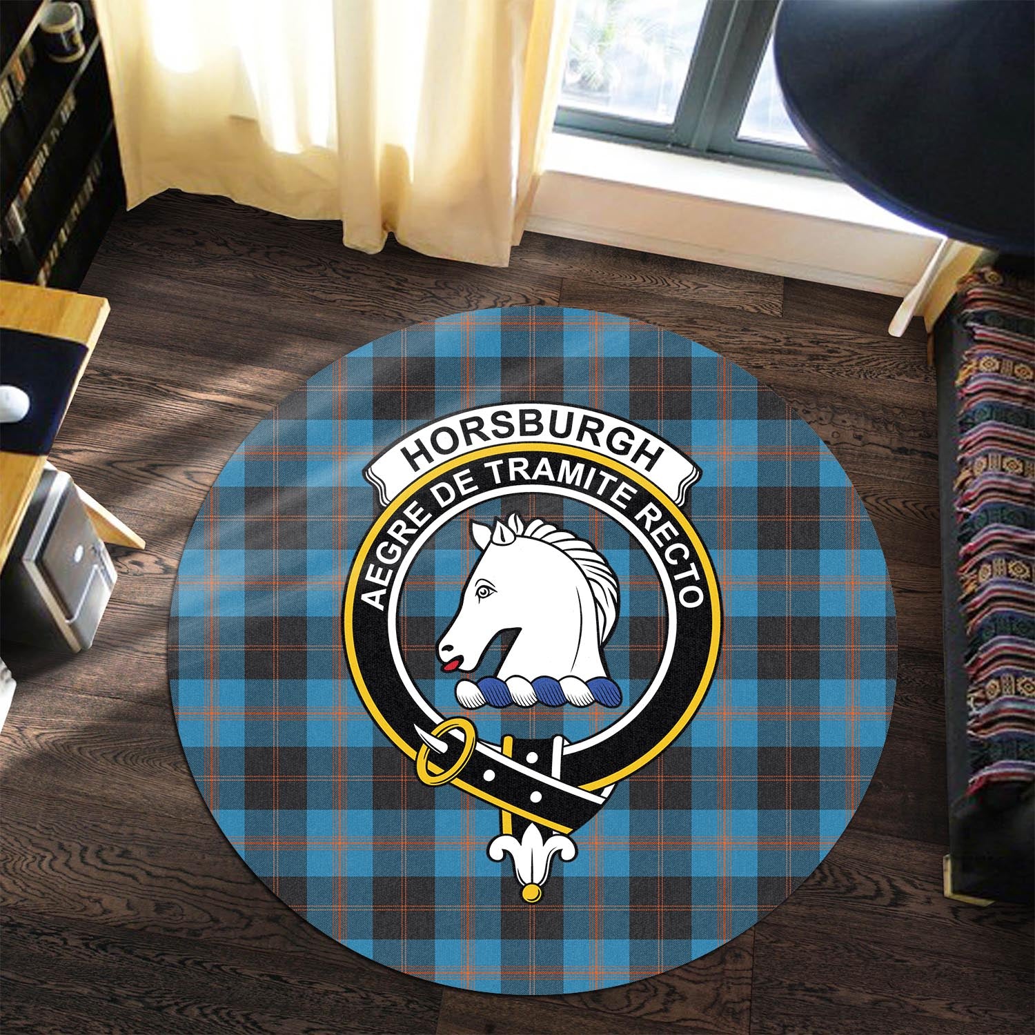 horsburgh-tartan-round-rug-with-family-crest