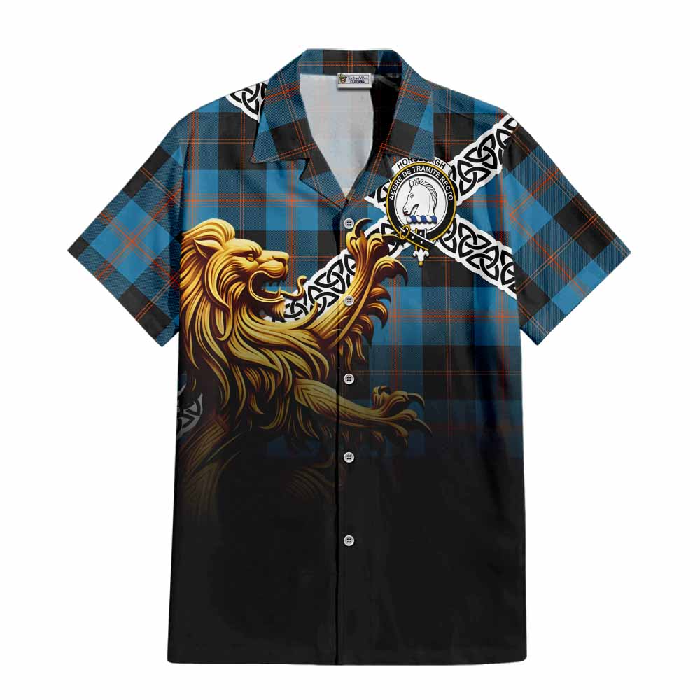 Horsburgh Crest Tartan Hawaiian Shirt with Golden Lion Emblem Celtic Style Kid - Tartan Vibes Clothing