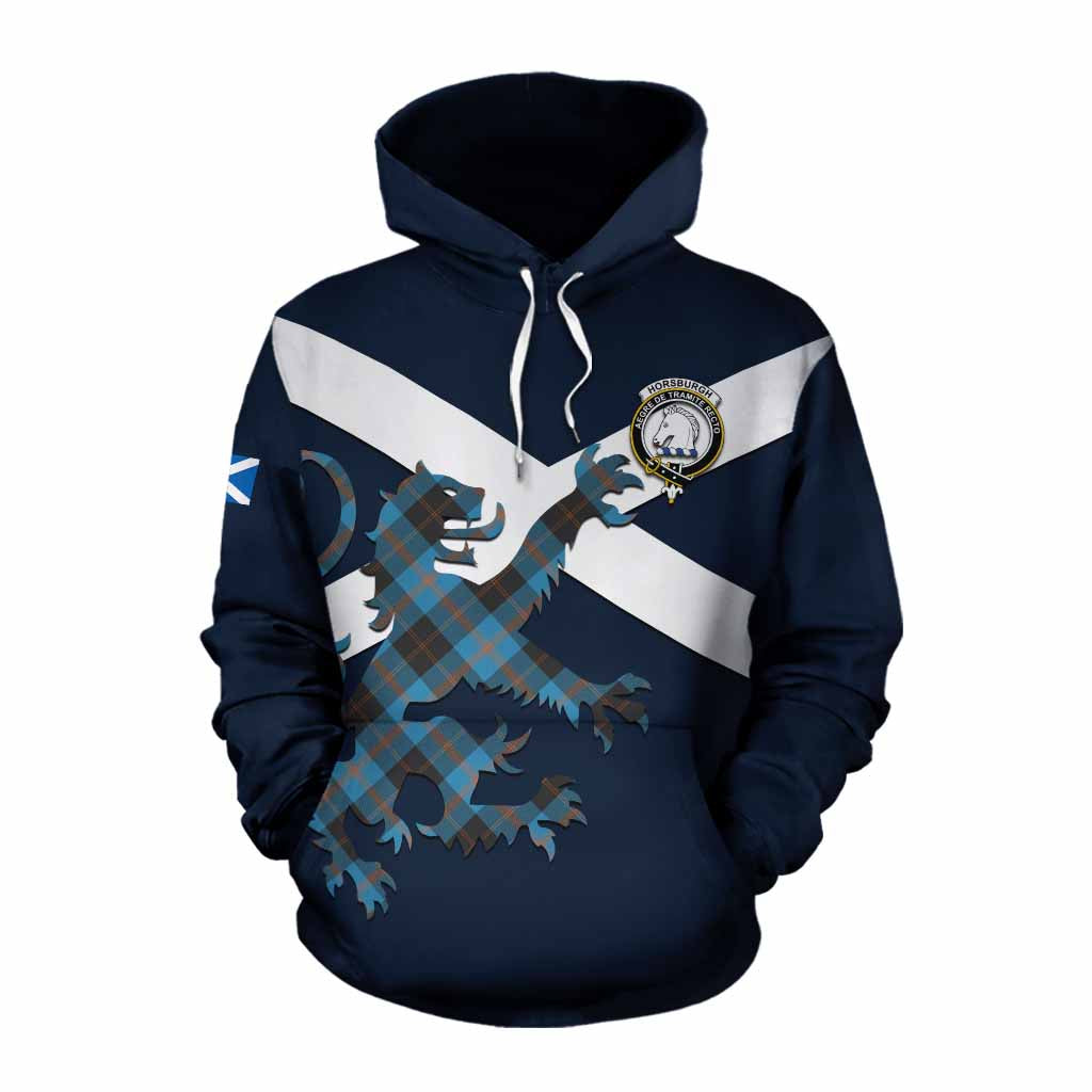 Tartan Vibes Clothing Horsburgh Tartan Lion Rampant Cotton Hoodie Proudly Display Your Heritage with Alba Gu Brath and Clan Name