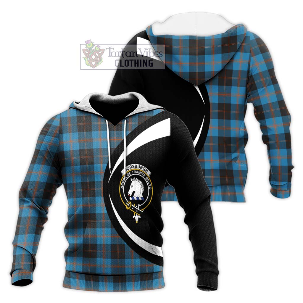 Horsburgh Tartan Knitted Hoodie with Family Crest Circle Style Unisex Knitted Pullover Hoodie - Tartan Vibes Clothing