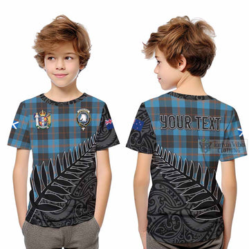 Horsburgh Crest Tartan Kid T-Shirt with New Zealand Silver Fern Half Style