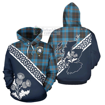 Horsburgh Tartan Hoodie Featuring Thistle and Scotland Map