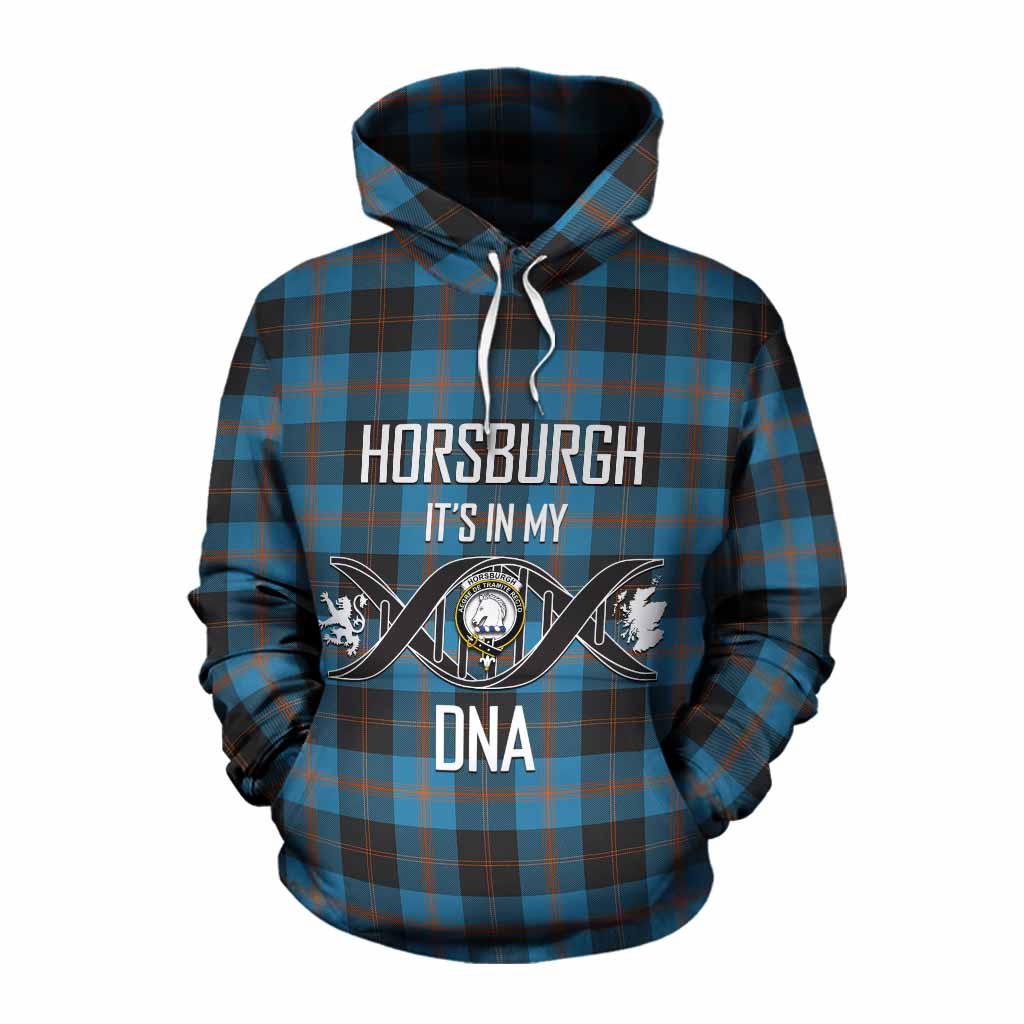 Tartan Vibes Clothing Horsburgh Tartan Cotton Hoodie with Family Crest DNA In Me Style