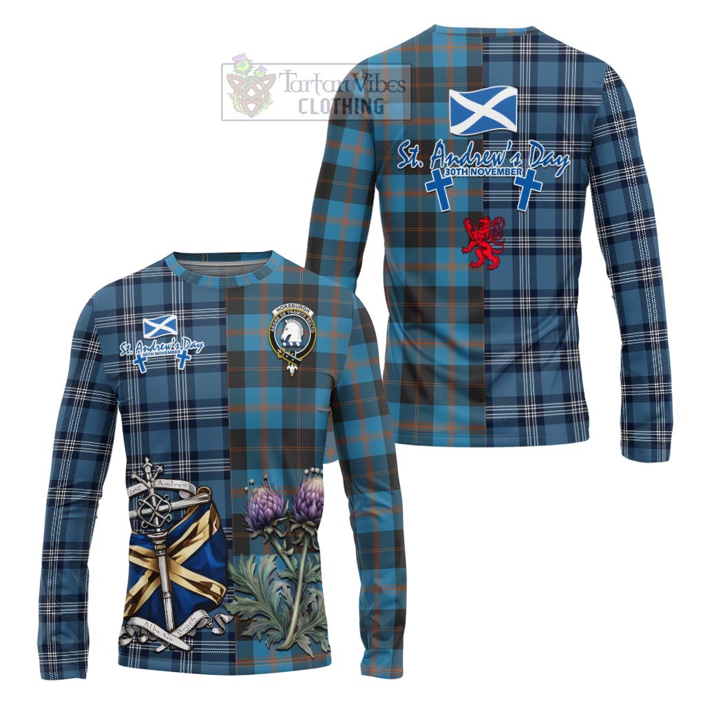 Tartan Vibes Clothing Horsburgh Tartan Long Sleeve T-Shirt Happy St. Andrew's Day Half Tartan Style