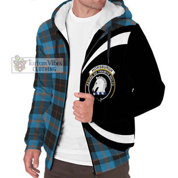 Horsburgh Tartan Sherpa Hoodie with Family Crest Circle Style