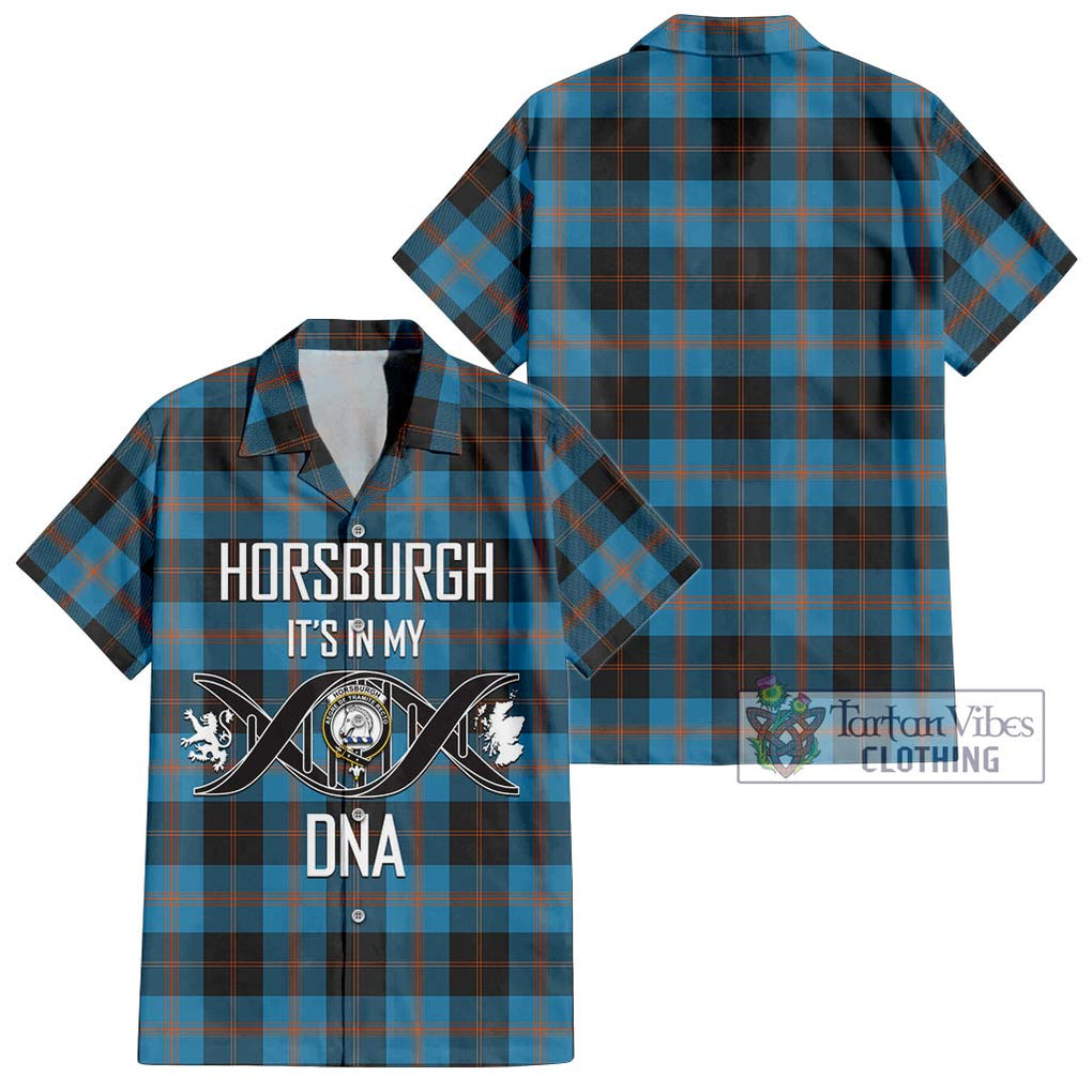 Horsburgh Tartan Short Sleeve Button Shirt with Family Crest DNA In Me Style Kid - Tartanvibesclothing Shop