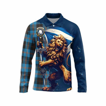 Horsburgh Tartan Family Crest Long Sleeve Polo Shirt with Scottish Majestic Lion